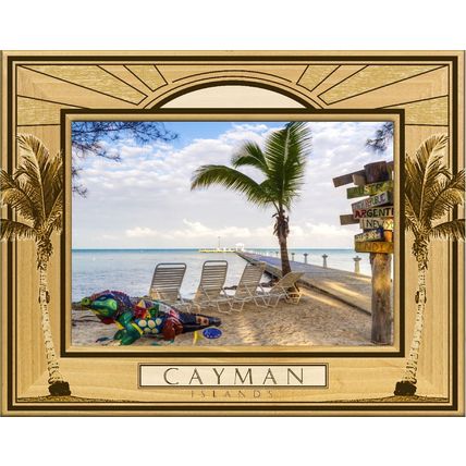 Cayman Islands with Palm Trees Laser Engraved Picture Frame Landscape (4 x 6)