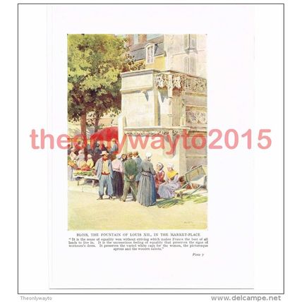 Blois, Fountain of Louis XII in Market Place, France, Book Illustration (Print),