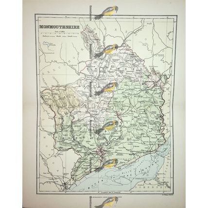 Monmouthshire, Wales, Map, Book Illustration, 1895