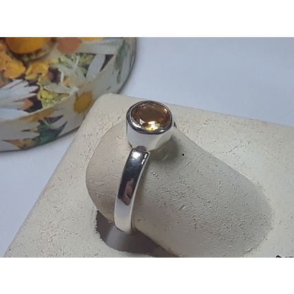 3/4ct Natural 6.0mm Round Bezel Sterling Silver simple 3.0mm Band Ring #20031