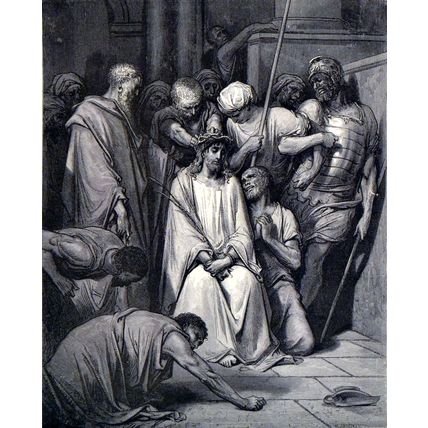 CROWN OF THORNS 1885 Gustave Doré - Pannemaker ANTIQUE ENGRAVING