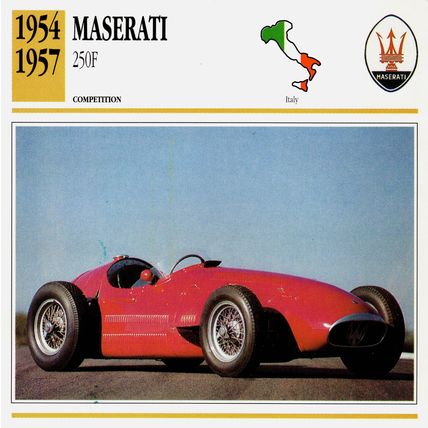 Collectors Club card. Classic Cars. Maserati 250F