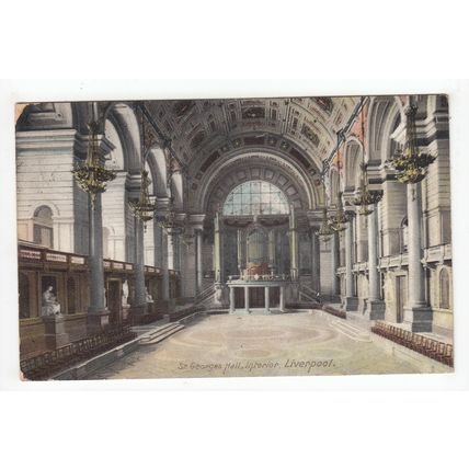 Interior of St George's Hall Liverpool 1907 Postcard