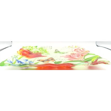 Butterfly Carte Postal Plate Decorative Fluted Glass Great Gift Idea Home Decor