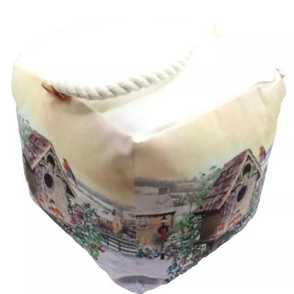 Winter Robins Door Stop Fabric 30 CM With Rope Handle Gift Home Decor Door