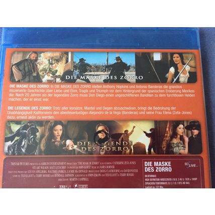 The Mask Of Zorro & The Legend of(NEW & SEALED 2010 GERMAN Blu-Ray of 2 Movies)