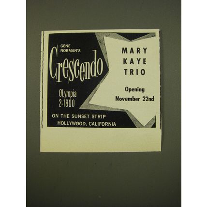 1961 Gene Norman's Crescendo Advertisement - Mary Kay Trio