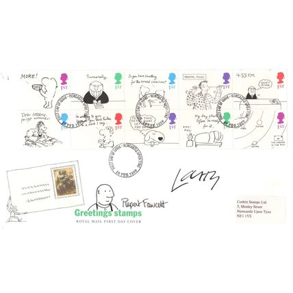 Rupert Fawcett Vintage Fred Daddy Off The Leash Daily Mail Cartoonist Hand Signe