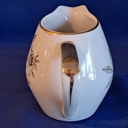 Vintage China FLORAL CREAMER 3 1/2" JAPAN Gold Flowers Trim
