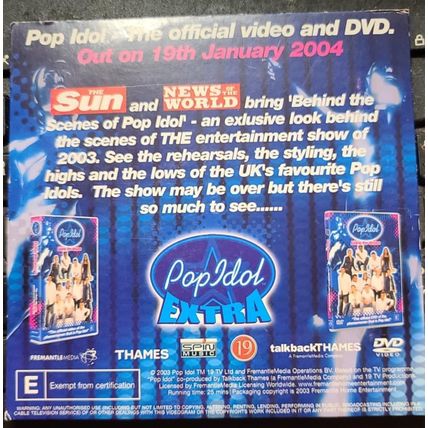 POP IDOL EXTRA DVD PROMO THE SUN BEHIND THE SCENES 2004 RARE