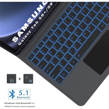 For Samsung Galaxy Tab S9 FE+ / S9 plus /S10+ 12.4 Inch Keyboard Case - Folio Co