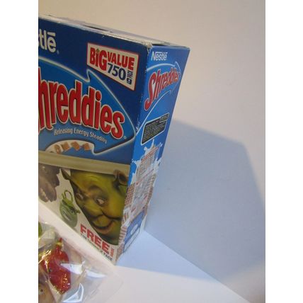 Nestle 2004 Shreddies Shrek2 Cereal Box & 7 Fun Faces Sealed , empty box