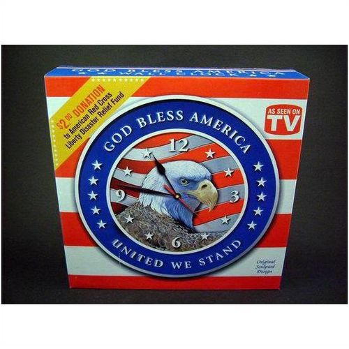 American Eagle Wall Clock, 8" Diameter, Patriotic