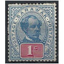 Sarawak 1901 SG36b 1c Ultramarine & Rosine Mounted Mint . .