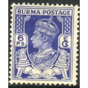 Burma stamps 1938 - SG20 - 6p blue - KGV1 & "Chintles" - MH