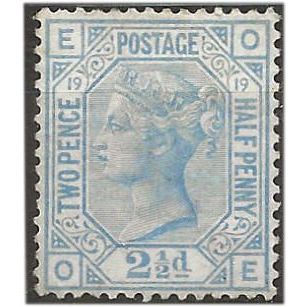 1880 SG142 2 1/2d Pale Blue Plate 19 Mint (no gum) Check Letters "OE"