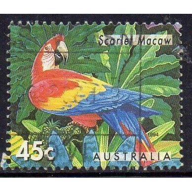 Australia 1994 Zoos - Endangered Species - Scarlet Macaw 45c Sheet Used