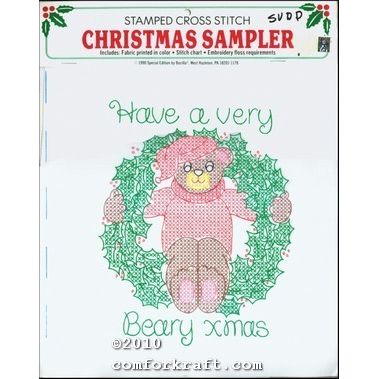 Stamped Cross Stitch Christmas Sampler Beary Xmas No 63351