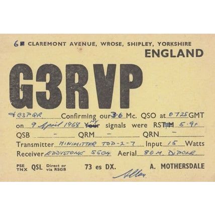 Shipley Yorkshire Amateur Radio Station QSL 1960s Postcard