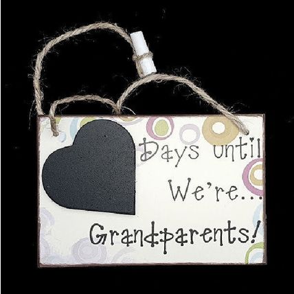 Chalk Board Grandparents Waiting for Baby Hanging Wood Sign