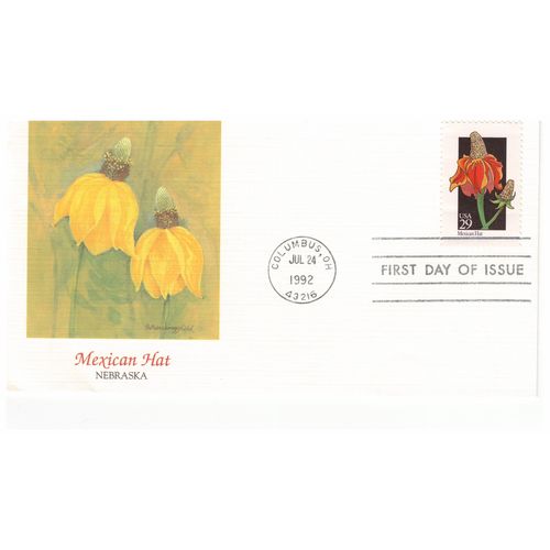 UNITED STATES OF AMERICA USA 1992 WILD FLOWERS MEXICAN HAT FLEETWOOD FDC