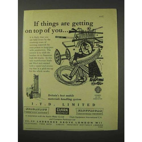 1958 Clark Fork Lift Trucks Ad - Getting On Top of You