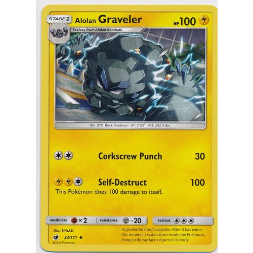 Pokemon Sun & Moon Crimson Invasion 33/111 Alolan Graveler