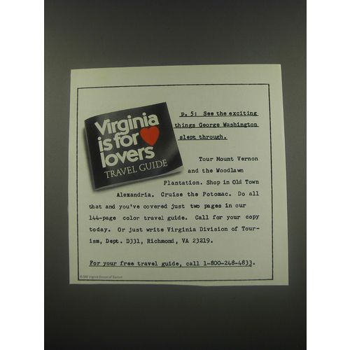 1991 Virginia Tourism Ad - p.5: See the exciting things George Washington slept