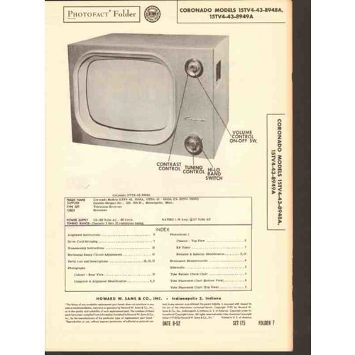 CORONADO model 43-8948A 8949A TV television Sams Photofact manual