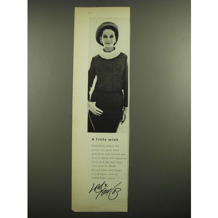 1968 Lord & Taylor Jack Feit Social Suit Ad - A little mink