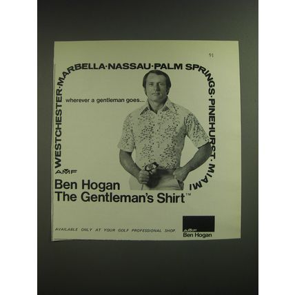 1974 AMF Ben Hogan Shirt Ad - Ben Hogan The Gentleman's Shirt