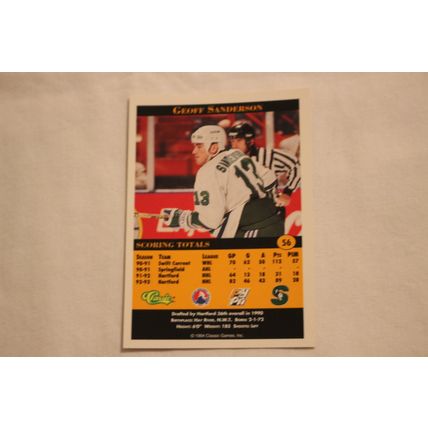 Geoff Sanderson 1994 Classic Pro Prospects NO. 56