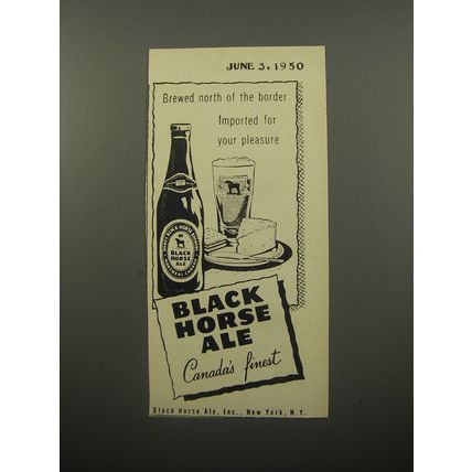 1950 Black Horse Ale Ad - imported for your pleasure