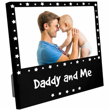 New Daddy and Me Photo Picture Frame Gloss Black Dad Baby Son Daughter Father