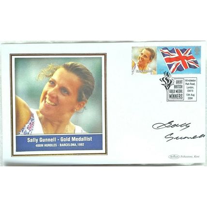 GOLD MEDAL WINNERS SALLY GUNNELL & JONATHAN EDWARDS HAND SIGNED AUTOGRAPHS