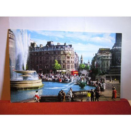 TRAFALGAR SQUARE, London. used vintage postcard by John Hinde 1965 pm #