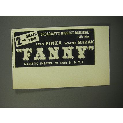 1955 Fanny Play Ad - 2nd Smash Year Broadway's Biggest Musical