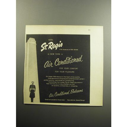 1957 Hotel St. Regis Ad - Hotel St. Regis in New York is Air Conditioned