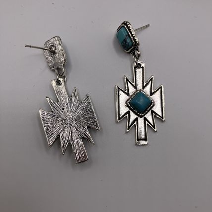Earrings Western Geometric Faux Turquoise #741