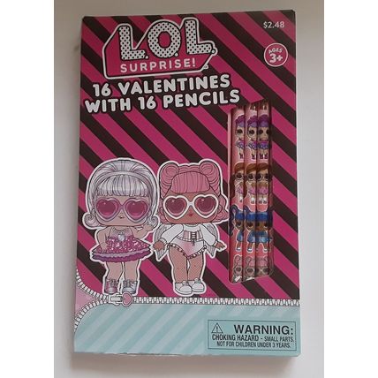 Huge Lot 64 Valentine Cards LOL Frozen ll Scented Eraser + 48 Pencils + Art LOOK