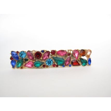 2 1/3 inch multi-color crystal rhinestone alligator hair clip barrette