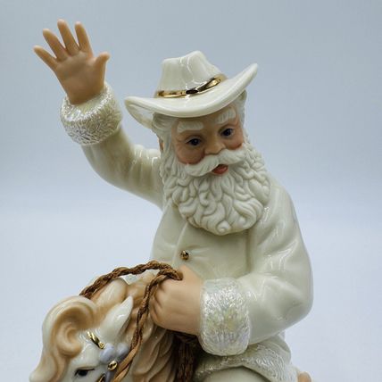 Lenox Porcelain Wild West Classic Edition Santa On a Rocking Horse Gold 8.5in