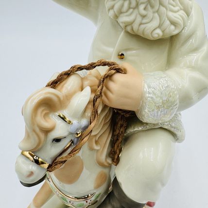 Lenox Porcelain Wild West Classic Edition Santa On a Rocking Horse Gold 8.5in