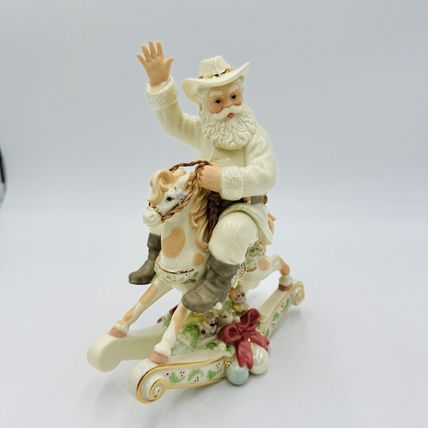 Lenox Porcelain Wild West Classic Edition Santa On a Rocking Horse Gold 8.5in