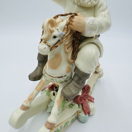 Lenox Porcelain Wild West Classic Edition Santa On a Rocking Horse Gold 8.5in