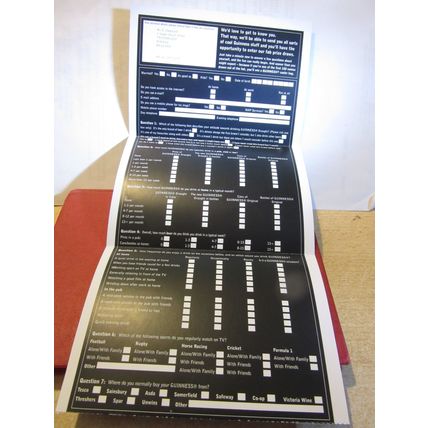 2001, SET OF 5 GUINNESS unused postcards in a card wallet with survey form =