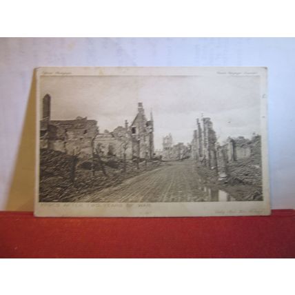 AFTER 2 YEARS OF WAR, YPRES, BELGIUM used antique postcard WW1 dated 1917 =