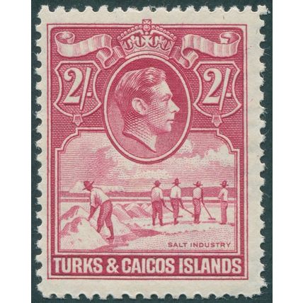 Turks & Caicos Islands 1944 2s bright rose-carmine SG203a unused