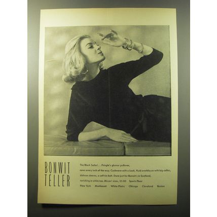 1960 Bonwit Teller Pringle Black Safari Pullover Ad - The Black Safari