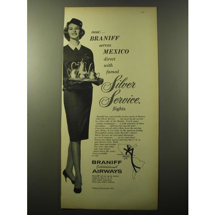 1960 Braniff Airways Ad - Now.. Braniff serves Mexico direct